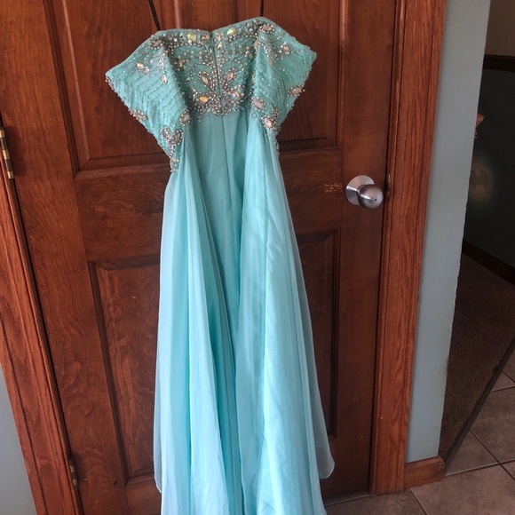 Blue strapless prom dress - Picture 2 of 2